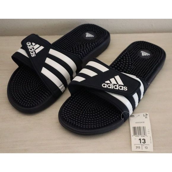 adidas 78261 Men's Sz 13 Navy/White Adissage Slip-On Sandals - Picture 1 of 7